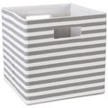 Design Imports 11 in x 11 in x 11 in Pinstripe Square Polyester Storage Cube, Grey CAMZ10601